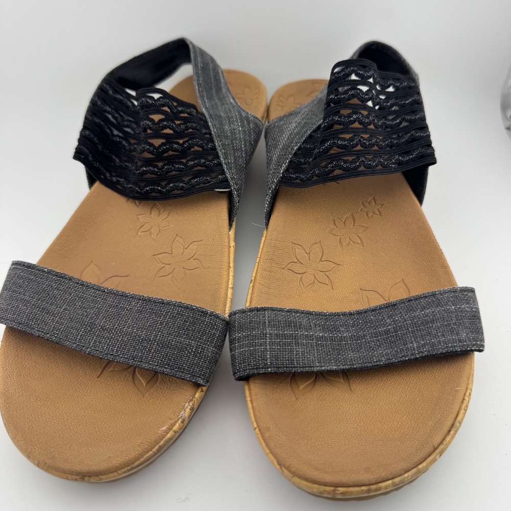 Skechers Wedge‎ Sandals 6 Black Luxe Foam Slingback 119013 (1885)
